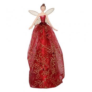 Gisela Graham Red and Gold Fairy Christmas Tree Topper