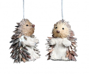 Gisela Graham Bristle Hedgehog Christmas Tree Decorations