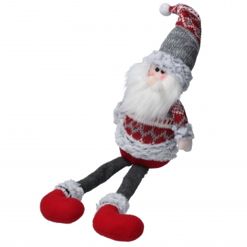 Gisela Graham Santa In A Knitted Jumper Fabric Christmas Decoration