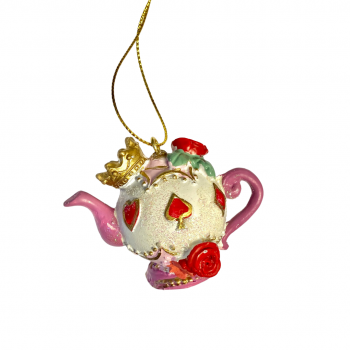 Gisela Graham Rose and Crown Resin Teapot Christmas Tree Decoration