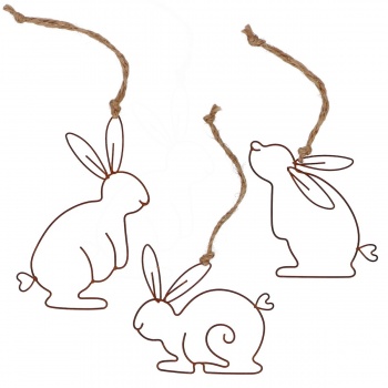 Gisela Graham Set of 3 Wire Bunny Easter Decorations