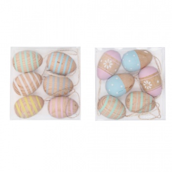 Gisela Graham Two Packs of Colourful Wooden Easter Egg Decorations