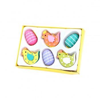 Gisela Graham Box of Wooden Hen and Egg Easter Decorations
