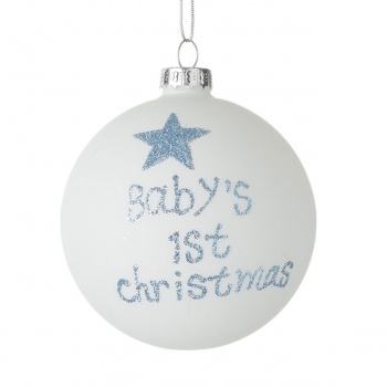 Heaven Sends Baby Boy's 1st Christmas Glass Bauble