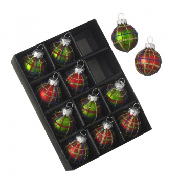 Heaven Sends Set of 12 Red & Green Mini Christmas Tree Baubles
