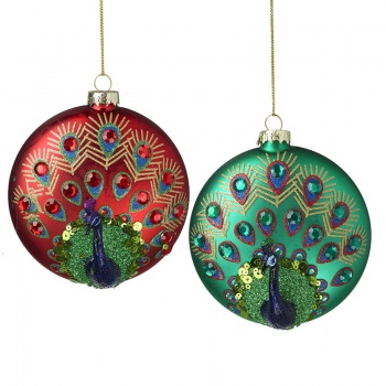 Heaven Sends Set of 2 Glass Peacock Baubles