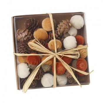 Heaven Sends Orange and White Acorn and Pinecone Mix Autumnal Decorations