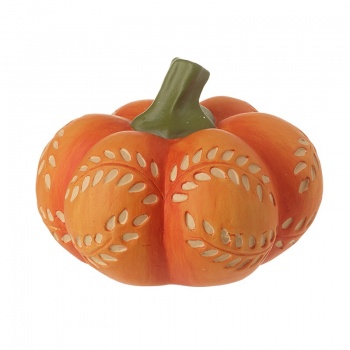 Heaven Sends Ceramic Pumpkin with Foliage Patterns Halloween Decoration
