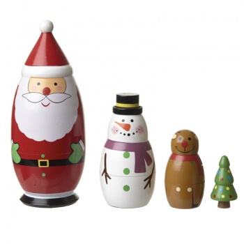 Heaven Sends Wooden Festive Characters Nesting Set Christmas Decoration