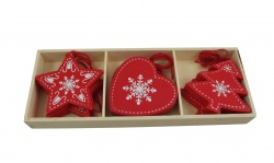Heaven Sends Red Scandi Wooden Christmas Decorations