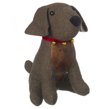 Heaven Sends Fabric Weighted Novelty Dog With Bell Collar Door Stop