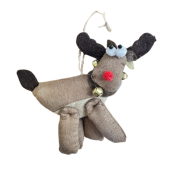 Heaven Sends Fabric Reindeer with Bells Christmas Tree Decoration
