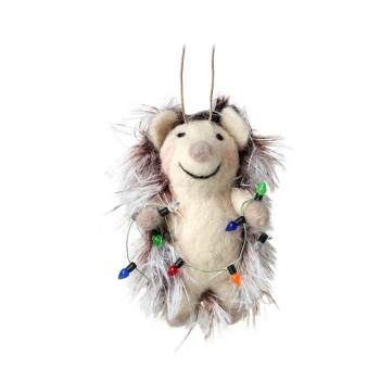 Heaven Sends Felt Hedgehog With Fairy Lights Christmas Tree Decoration