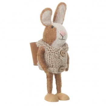 Heaven Sends Felt Rabbit in Wooly Coat and Rucksack Easter Decoration