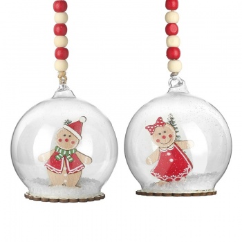 Heaven Sends Set of 2 Mr and Mrs Gingerbread Christmas Baubles