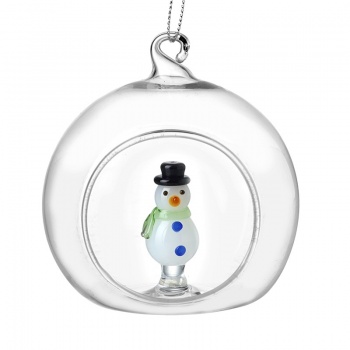 Heaven Sends Glass Dome with Snowman Christmas Tree Decoration