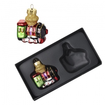 Heaven Sends Set of 2 Glass Colourful Train Christmas Tree Decorations
