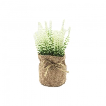 Heaven Sends Faux Green and White Plant In Hessian Bag