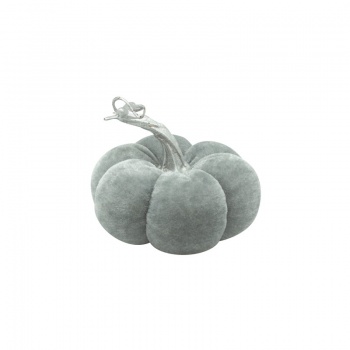 Heaven Sends Grey Plush Pumpkin with Silver Stalk Halloween Decoration