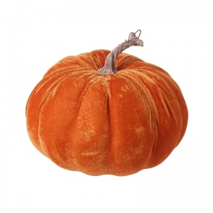 Heaven Sends Large Velvet Rustic Orange Pumpkin Halloween Decoration