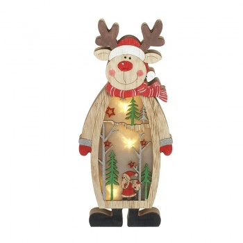 Heaven Sends Wooden Reindeer Light Up Festive Scene Christmas Decoration