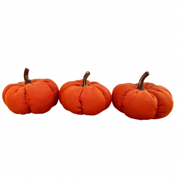 Heaven Sends Set of Three Linen Orange Pumpkin Halloween Decorations