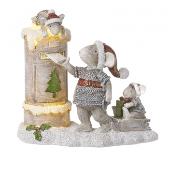 Heaven Sends Light Up Mice Letter Box Christmas Decoration