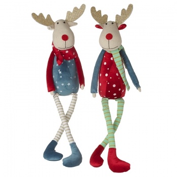 Heaven Sends Set of Two Weighted Sitting Elk Christmas Decorations
