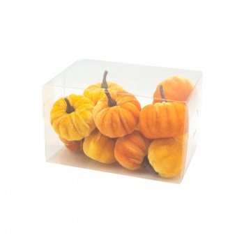 Heaven Sends Set of 12 Velvet Orange Pumpkin Halloween Decorations