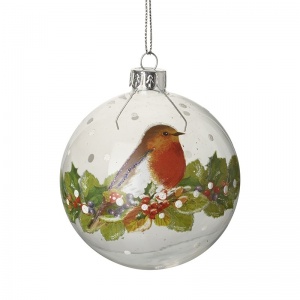 Heaven Sends Glass Robin Bauble Christmas Tree Decoration