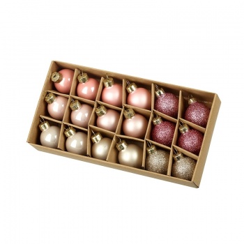 Heaven Sends Set of 18 Gold and Pink Christmas Baubles