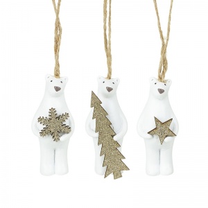 Heaven Sends Set of Three Festive Polar Bears Christmas Tree Decorations