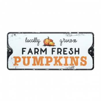 Heaven Sends Farm Fresh Pumpkins Metal Halloween Sign