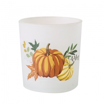 Heaven Sends Pumpkin Design Glass Candle Holder