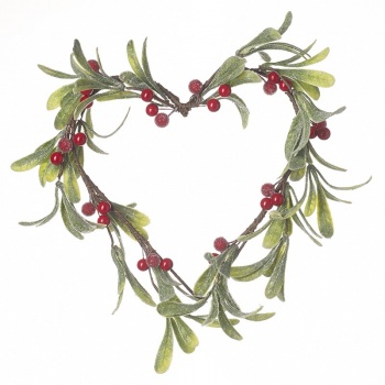 Heaven Sends Faux Red Berry Love Heart Shaped Christmas Wreath