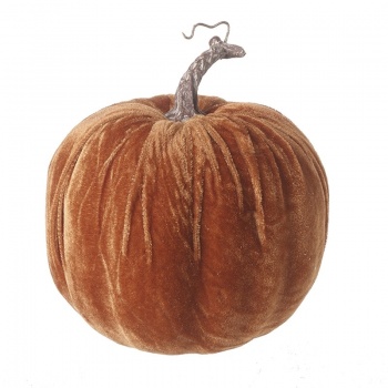 Heaven Sends Velvet Rustic Brown Pumpkin Halloween Decoration