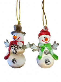Heaven Sends Set of Two Snowmen In Hats Christmas Tree Decorations