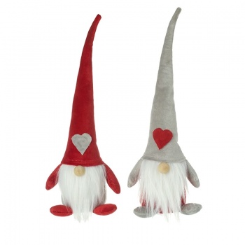 Heaven Sends Set of Two Grey and Red Love Heart Christmas Gonk Decorations