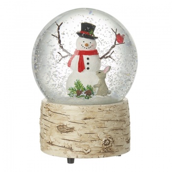 Heaven Sends Snowman with Rabbit Musical Christmas Snow Globe