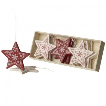 Heaven Sends Red and Cream Nordic Star Christmas Tree Decorations