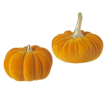 Heaven Sends Orange Fuzzy Pumpkins with Gold Stalks Halloween Decorations