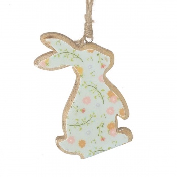 Heaven Sends Wooden Bunny with Floral Design Easter Decoration