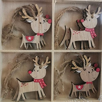 Heaven Sends Novelty Wooden Reindeer Christmas Tree Decorations