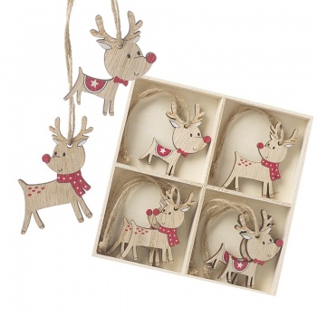 Heaven Sends Wooden Reindeer Christmas Tree Decorations