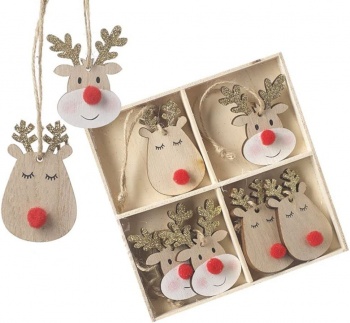 Heaven Sends Wooden Reindeers Novelty Christmas Tree Decorations