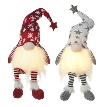 Heaven Sends Set of 2 Grey and Red Light Up Christmas Gonks