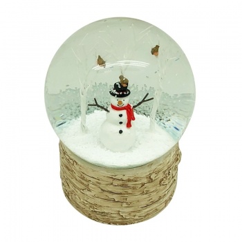 Heaven Sends Snowmen with Trees and Robins Christmas Snow Globe
