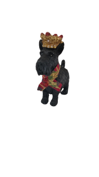Gisela Graham Christmas Decoration Resin Scottie Dog with Crown