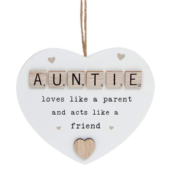 Joe Davies Wooden Auntie Hanging Heart Plaque