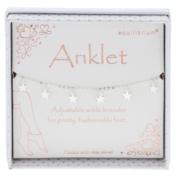 Equilibrium Plated with Real Silver Star Anklet in Gift Box